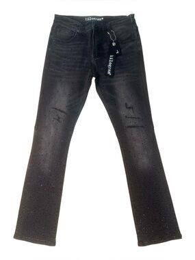 Sz 34 Rockstar kilogram Black denim rhyme-stone jean